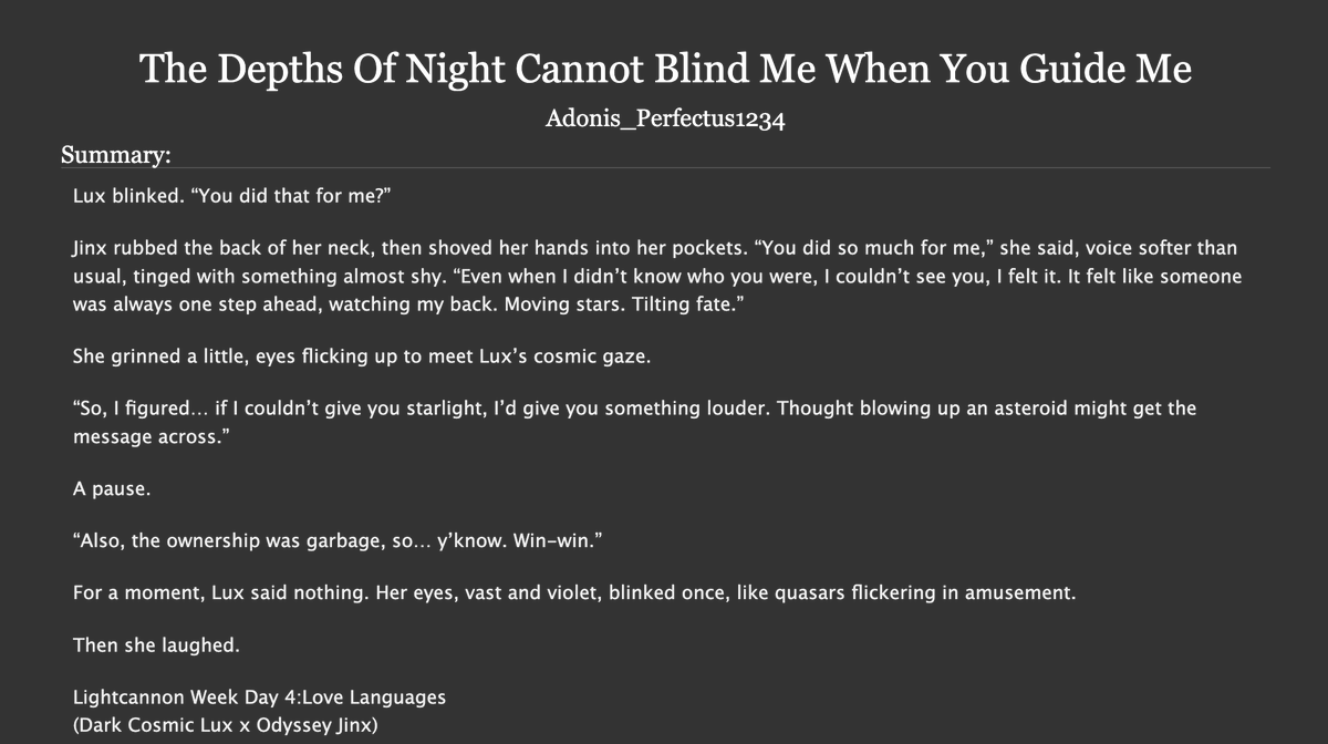 Adonis713375's tweet image. My Day 4 fic for #lightcannonweek is now posted. I hope you guys enjoy it! #lightcannon Link: archiveofourown.org/works/68231831