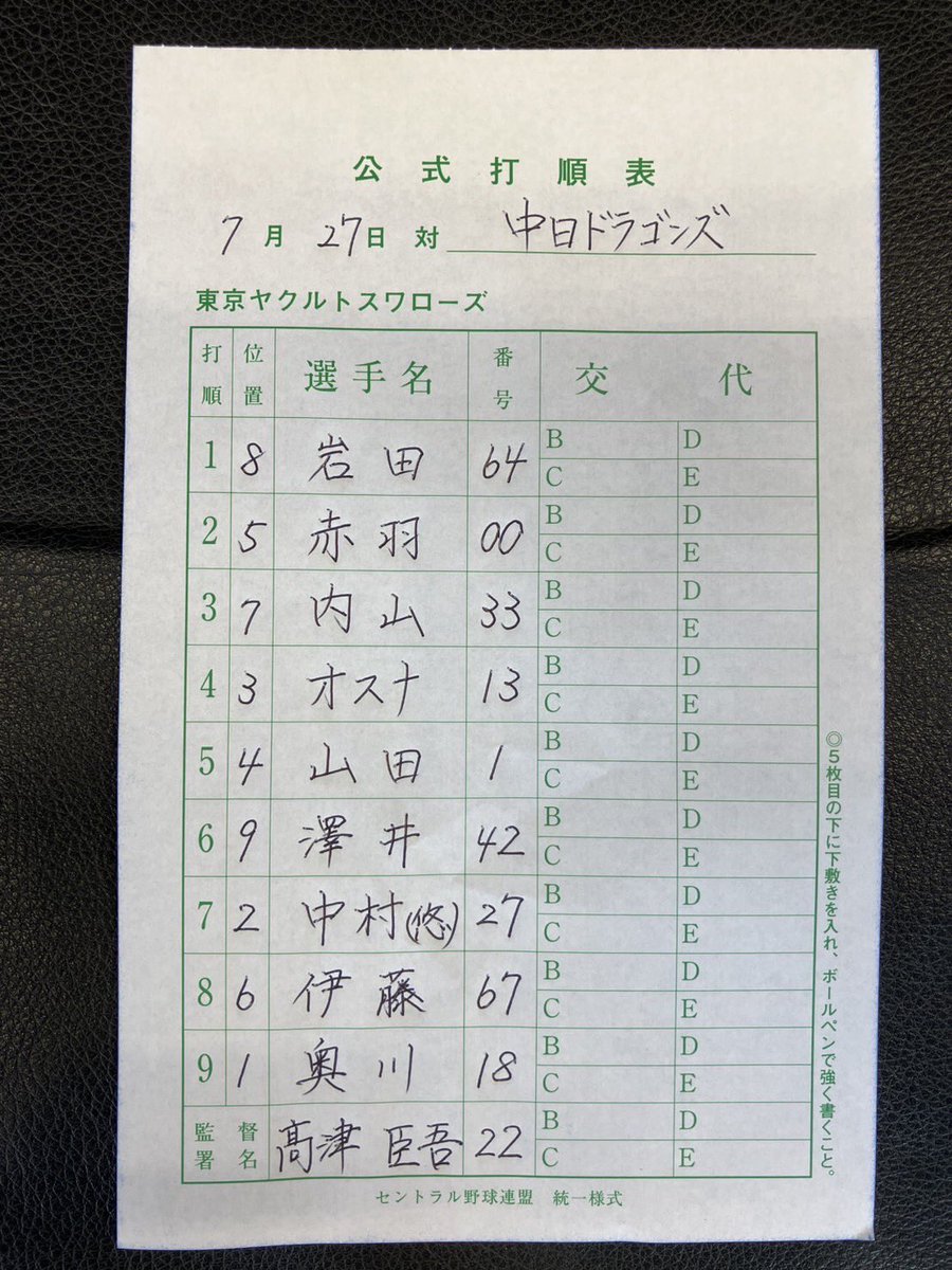 swallowspr's tweet image. 7月27日(日)
vs.中日ドラゴンズ
スワローズ本日のスタメン
#swallows
#捲土重来