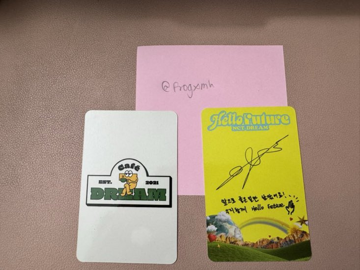 frogxmh's tweet photo. wts lfb ph 

renjun cafe dream and hello future pc — ₱150 

*sold as set only* 

mop: gcash 
mod: lalamove https://t.co/qYEJgnJtJE