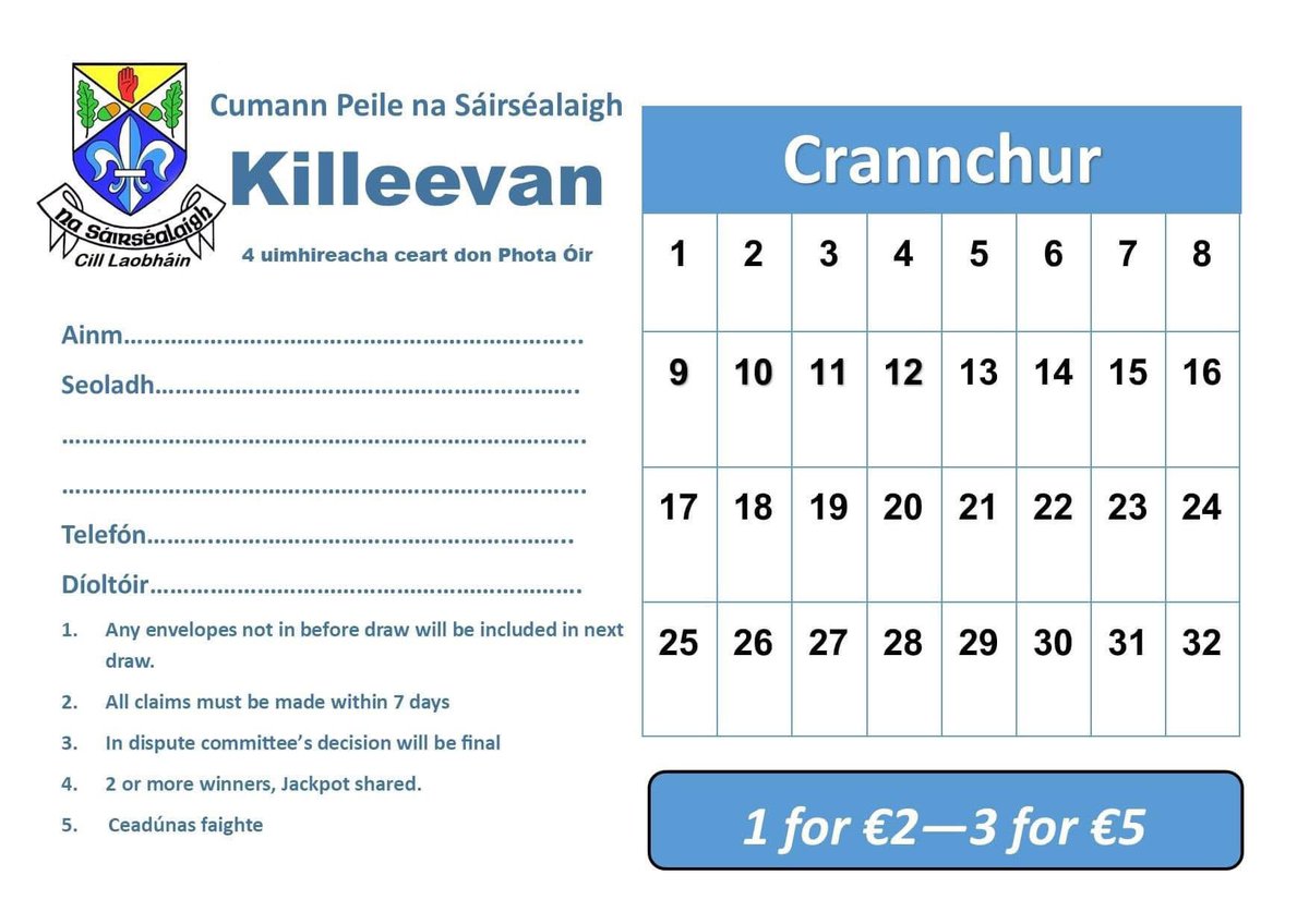 Slí eile ticéidí a fháil!! Another way to get Killeevan GAA Lotto tickets. Scan the QR CODE on our signs at Páirc na Sáirséalaigh or McNally's Centra Newbliss    You can still buy the paper tickets &amp; if click the link on this post. More ways to win! Ádh mór! #cilllaobháin 💙🤍
