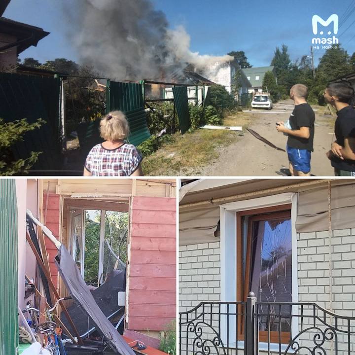 Leningrad region, Russia ❗ 
🛸🧚‍♂️💥 The photo should show the aftermath of debris from a downed drone over the residental area. According to residents of the Izhora settlement, the shockwave shattered windows in houses within a 500-meter radius, and a building in the private