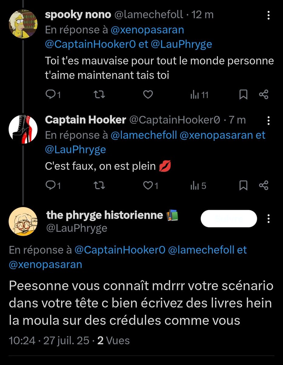 Continuez de sucer les gros comptes en pensant que la notoriété de Twitter a une valeur dans la vie irl. Personne ne VOUS connait les bébous, et si pour vous c'est important d'être connus pour être respectés, selon votre propre logique vous méritez de vous faire insulter mv