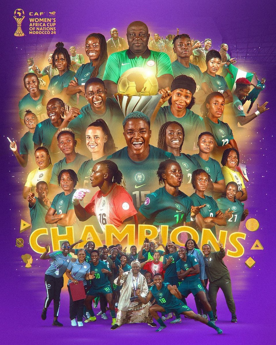 The Super falcons of Nigeria
 🇳🇬  1994 
2002
 2006 
2010 
2016
 2024