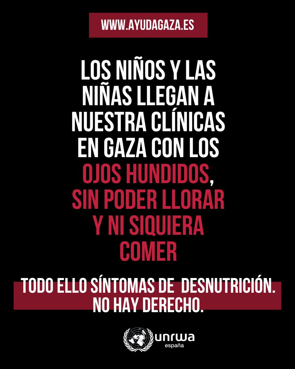Los síntoma de la desnutrición son terribles. No poder llorar o ni siquiera comer...

Ser asesinado de hambre es un agonía sin adjetivos posibles para describirla.

¿HASTA CUANDO EL MUNDO SEGUIRÁ PERMITIÉNDOLO?

#Gaza #GazaStarving