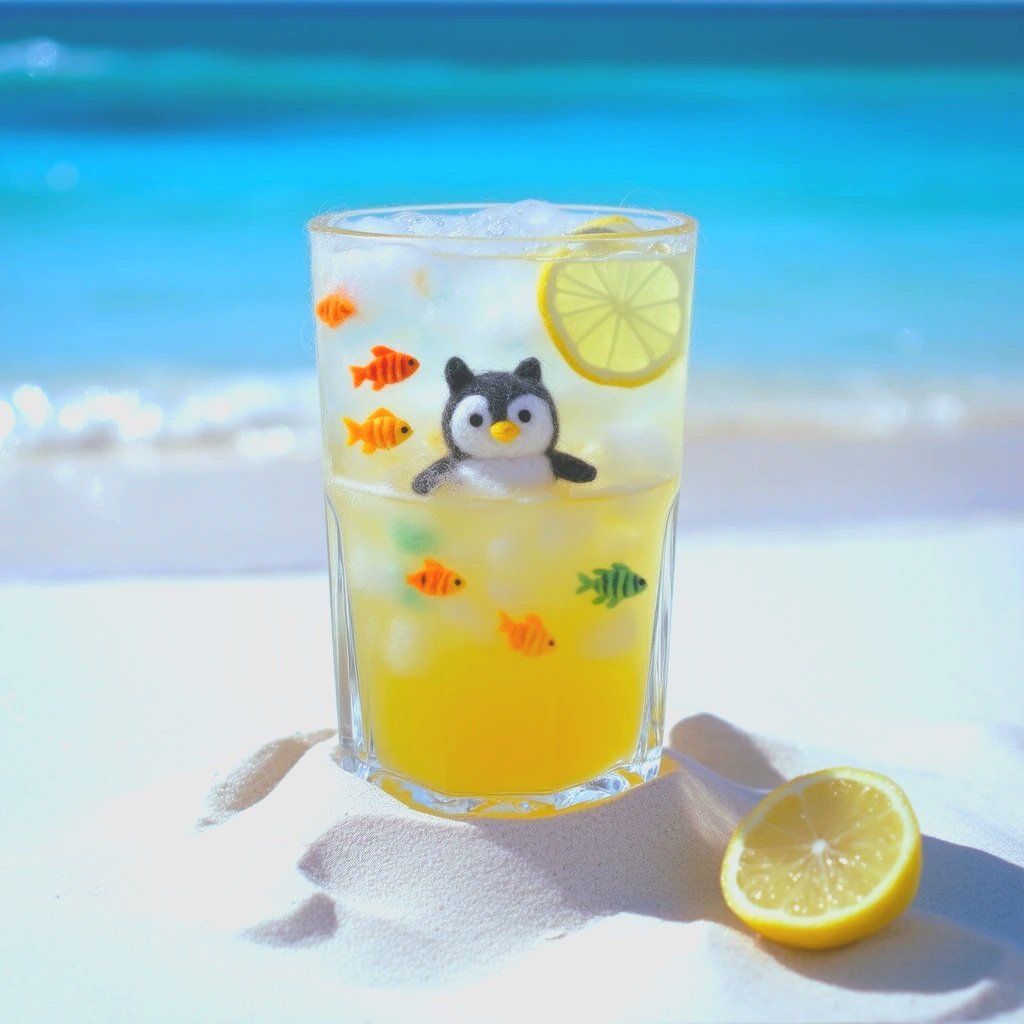mimolette_11's tweet image. レモンソーダ水の中を泳ぐ猫ペンギン