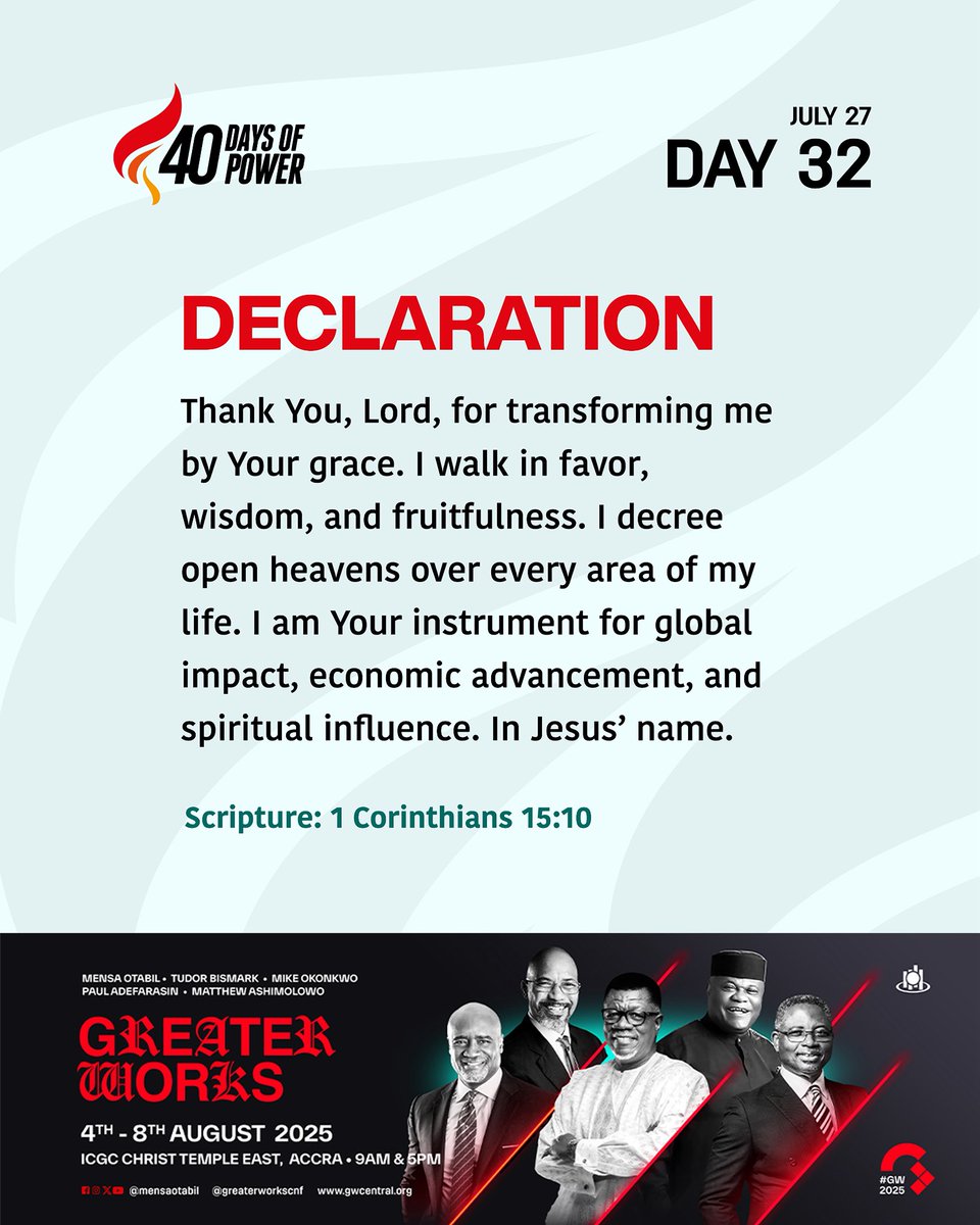 We thank God for transformation by his grace.

#40DaysOfPower
#GW2025