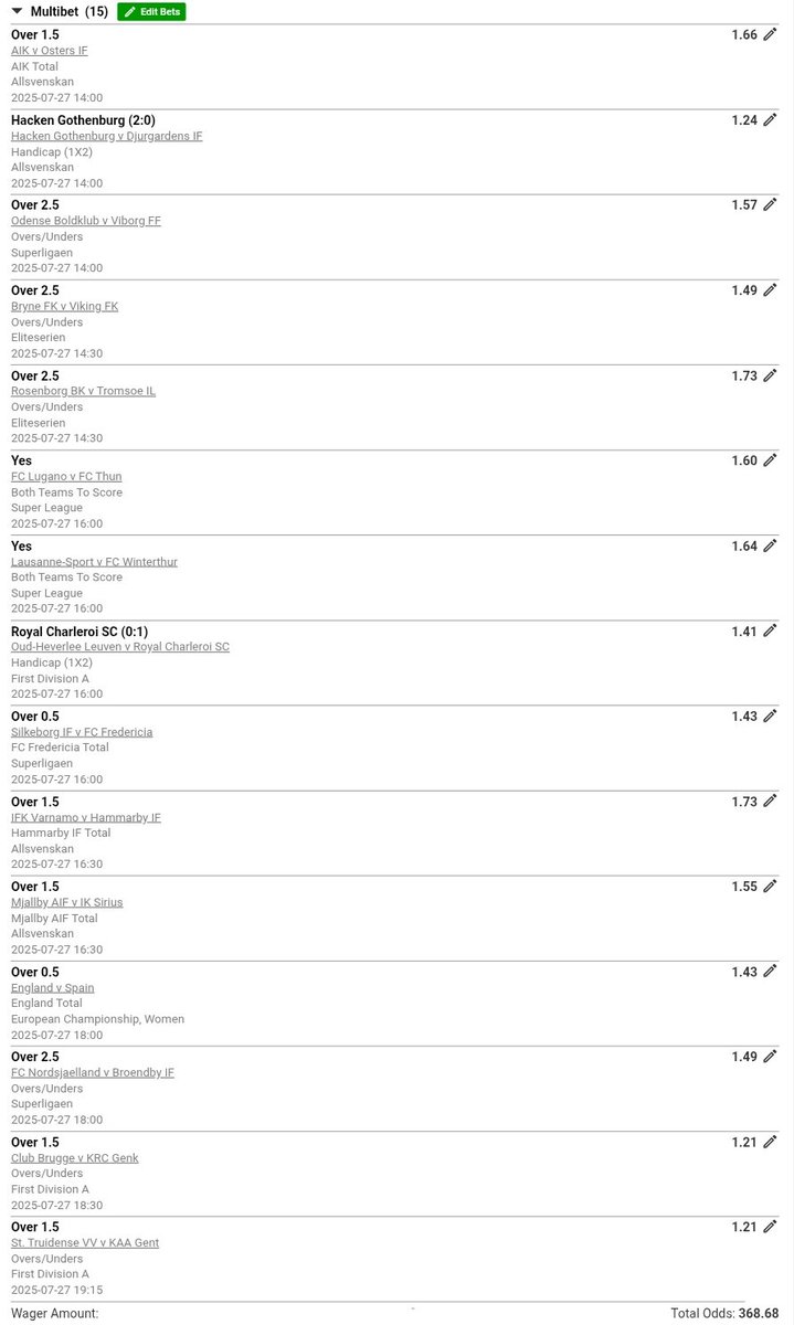 ⚽Over 2.5 Goals - Team Overs - Both TT Score - Odds 368  - First Match 14H00
💚Code - BW7D3170D

#betway #betwaysquad