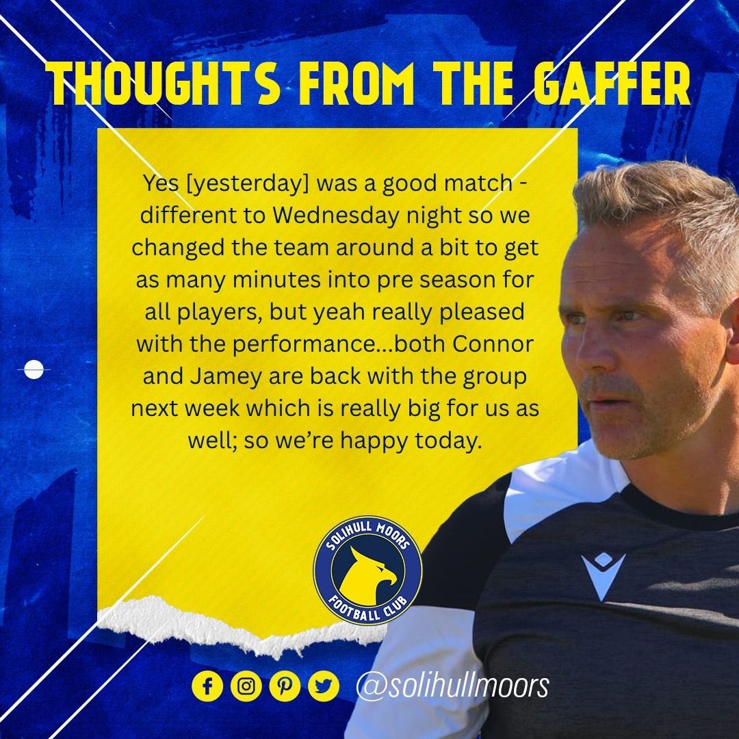 SolihullMoors's tweet image. Thought's from the Gaffer following yesterday's 4-0 win against Banbury United. 💛
#COYM #SolihullMoorsFC #SolihullMoors #SMFC #MoorsFamily