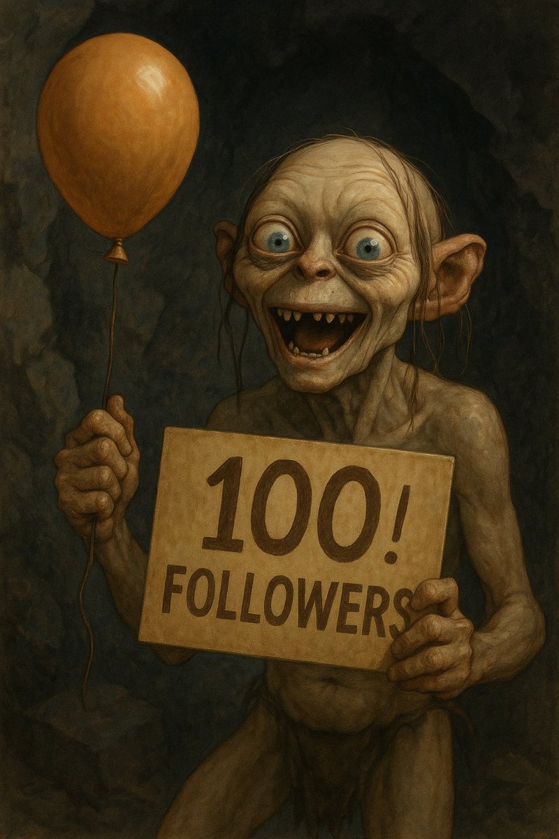 cryptogollum69's tweet photo. My precious! They follows us… yesss, a hundred of them! All our followers… they wants our content, they loves us, yesss they do! #cryptogollum #crypto #memes https://t.co/1uzi1vGeSy