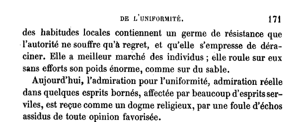 UlrichFromy's tweet image. Benjamin Constant sur l'importance des institutions spontanées face au désir d'uniformité de l'état.📖
"Les intérêts et les souvenirs qui naissent des habitudes locales contiennent un germe de résistance que l'autorité ne souffre qu'à regret, et qu'elle s'empresse de déraciner."