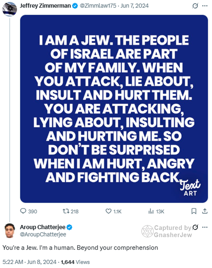 New: Another Antisemitic NHS Doctor

It is a national scandal that no one is taking action against these repulsive doctors. Dr. Aroup Chatterjee is a clear danger to Jews and likely feels emboldened by the lack of action from U.K. authorities.

He actually seems to believe that