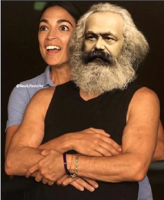 RealLPoslaiko's tweet image. Commiecrats are trying to put a better face on Marx & Communism, is this a match made in hell??