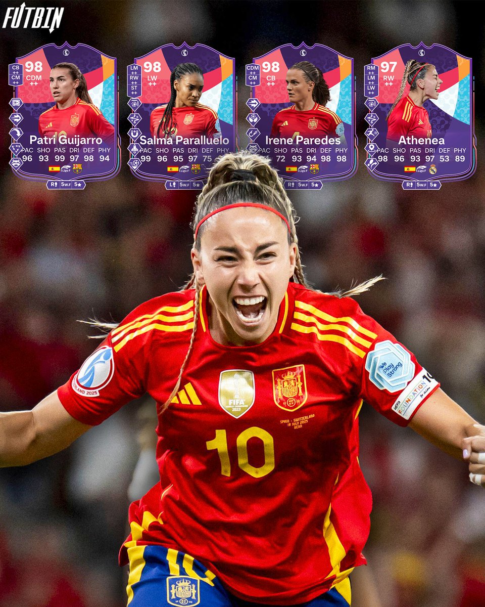FUTBIN's tweet image. 🏆 It's Euro 2025 Final day.
Either England or Spain will walk away with 4x 99 Overall Upgrades (and the Euros Trophy 😅)
