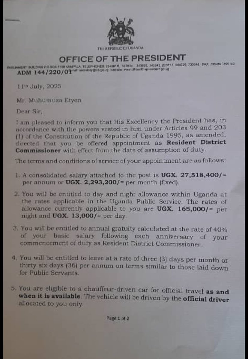 TooroNewsNet's tweet image. When Ntoroko's Etyen Muhumuza was offered an RDC job days before the NRM primaries for LCV were conducted. It's said that Muhumuza turned down the offer and is now the LC5 flagbearer, Ntoroko.
#TooroNewsNetwork