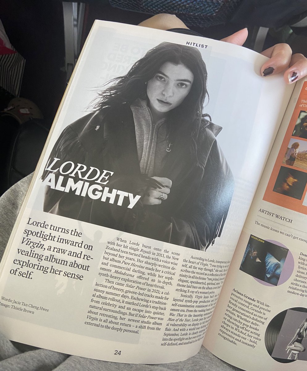 Just spotted Lorde’s Virgin album promo in the AirAsia magazine mid-flight! Queen’s literally taking over the skies. 👑✈️

🔗 Stream it here: open.spotify.com/album/28bHj2en…

#Virgin #Lorde