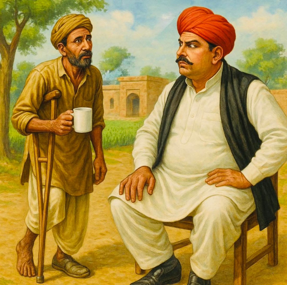 Fahad7Khan's tweet image. چوہدری : “ اوئے بخشو ، تیری ایک ٹانگ لنگڑی ہے اور تو اتنے سالوں سے میرے لیے کافی بنا کر لاتا ہے ، کبھی کافی زمین پر چھلکی نہیں ؟ “
بخشو : “ چوہدری جی کافی بنانے کے بعد میں ایک بڑا گھونٹ بھر لیتا ہوں تاکہ کپ سے باہر نا چھلکے ۔۔۔۔۔۔۔ “
چوہدری : “ اچھــــــا۔۔۔۔ تو تم اتنے سالوں…