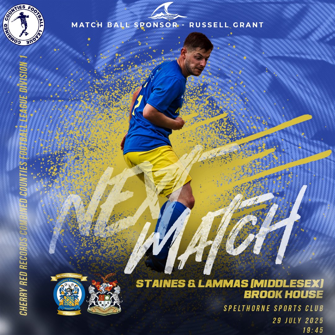 SLammasMiddxFC's tweet image. Can’t wait for this one — we’re heading back to the borough this Tuesday! 🏡⚽️
After 2️⃣ seasons away from Middx, we make our return as we take on @BrookHouseFC !🔵
It’s an all-Middx clash, proudly sponsored by none other than Mr Middx himself, club Patron @THERussellGrant! 🙌💙