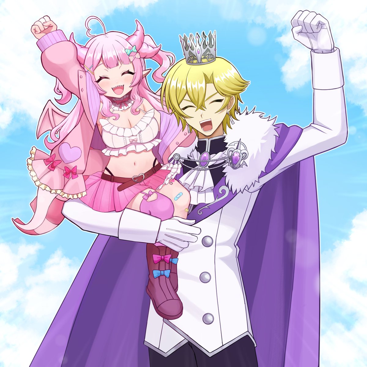 Daisensei_CC's tweet photo. #うりゅあーと #王像画

先日のコラボ配信がとても楽しかったので、みんなのキングとなった元近アトラスさんと、羽竜メイさんのFAを描いていただきました！

黒楓ユキ先生が、僕の想いを完璧に形にしてくださいました✨
素晴らしきクオリティ・・・！本当にありがとうございました！ https://t.co/kKnixlBrqs