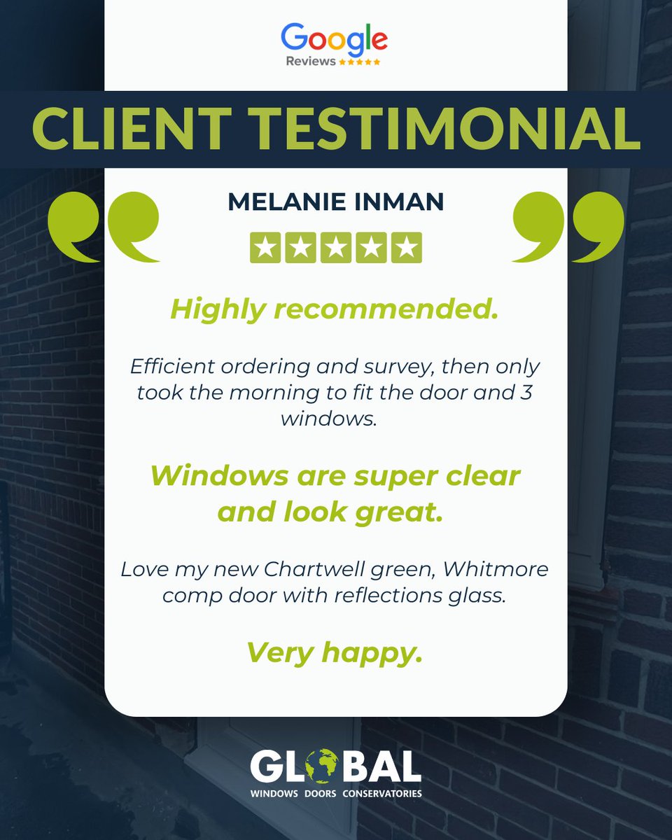 It’s been a pleasure working with you, Melanie!
Your new composite door and windows perfectly suit the look and feel of your home 🙌

📞 0114 288 95 95
📧 sales@global-windows.co.uk

#CustomerReview #SuccessStory <a href="/compdoor/">Comp Door</a>