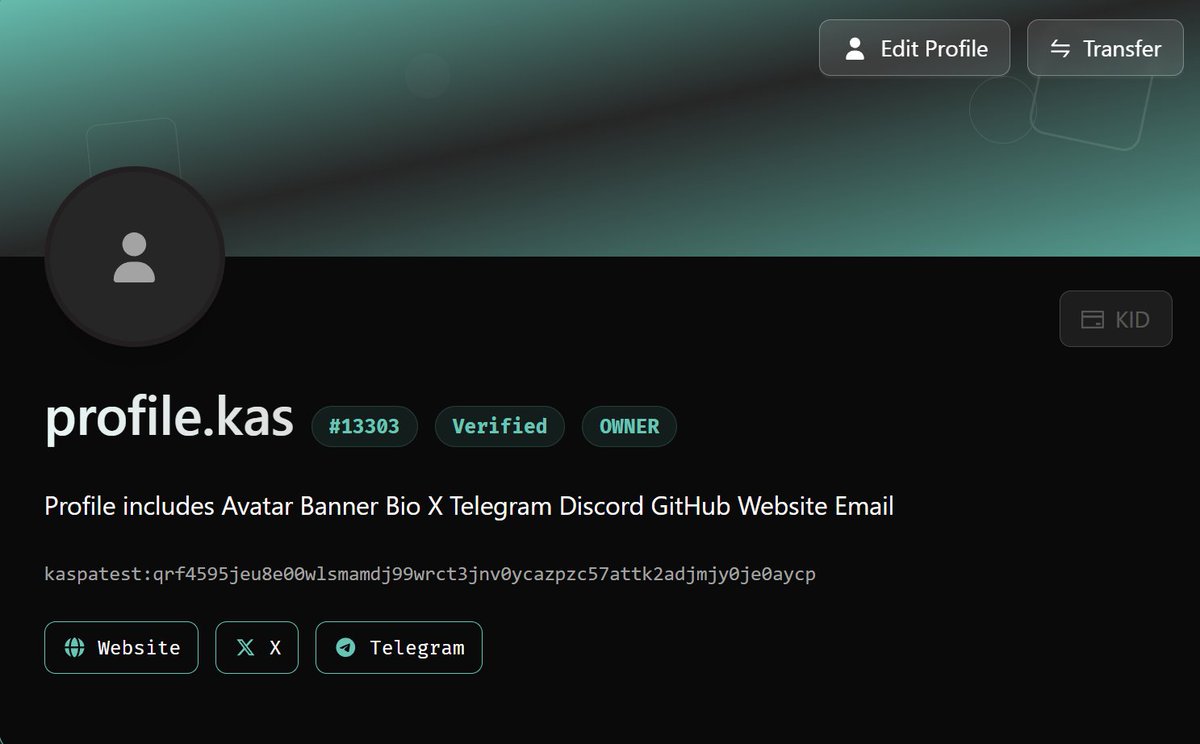 knsdomain's tweet image. 🆔KNS Profile is LIVE on TN10!
Users can now manage their WEB3 identity on TN10!
🔗tn10.knsdomains.org
1️⃣ Connect your Testnet wallet
2️⃣ Go to My Inscriptions
3️⃣ Select the domain you want to edit
4️⃣ Click "Edit Profile" and start managing
Let us know how it feels!
Your…