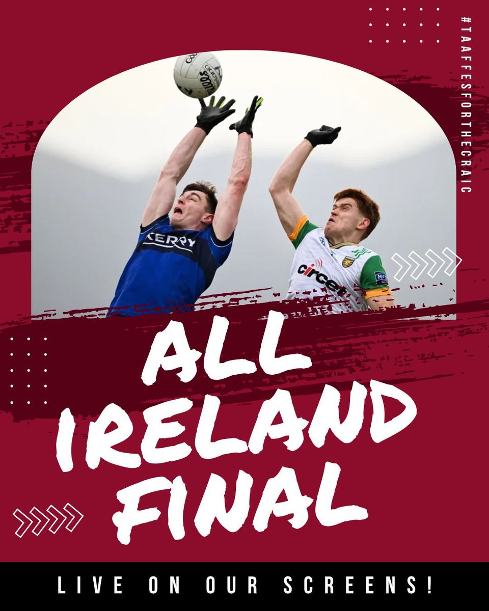 🏐🏐🏐
Game day at Taaffes. All eyes on the All-Ireland 👀 💚💛

Catch every kick, point and goal live on our screens 📺

Arrive early, grab a good seat, and enjoy a few pints along the way 😉 

Live music follows the final whistle.
#taaffesforthecraic