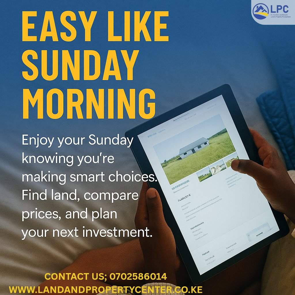LandPropertyCnt's tweet photo. Easy like Sunday morning...
Take it slow, browse your future, and make smart moves right from bed.
Start your property journey today.
📍 https://t.co/Z4GYFuiPCw
📞 0702586014

#SundayVibes #EasyInvesting #LandAndPropertyCentre #OwnLandToday #SmartMovesKenya https://t.co/gjoxJhaMOd