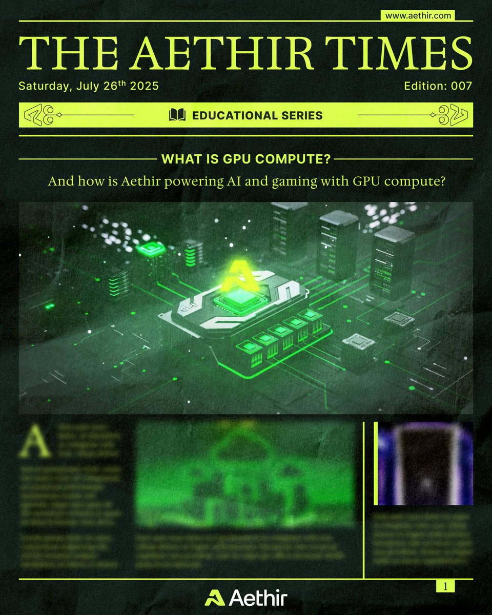 In this latest episode of our Educational Series, we’re breaking down what ‘GPU Compute’ means and how <a href="/AethirCloud/">Aethir</a> is powering the AI, Web3, and gaming world with premium computing.

Let’s read how 🧵👇