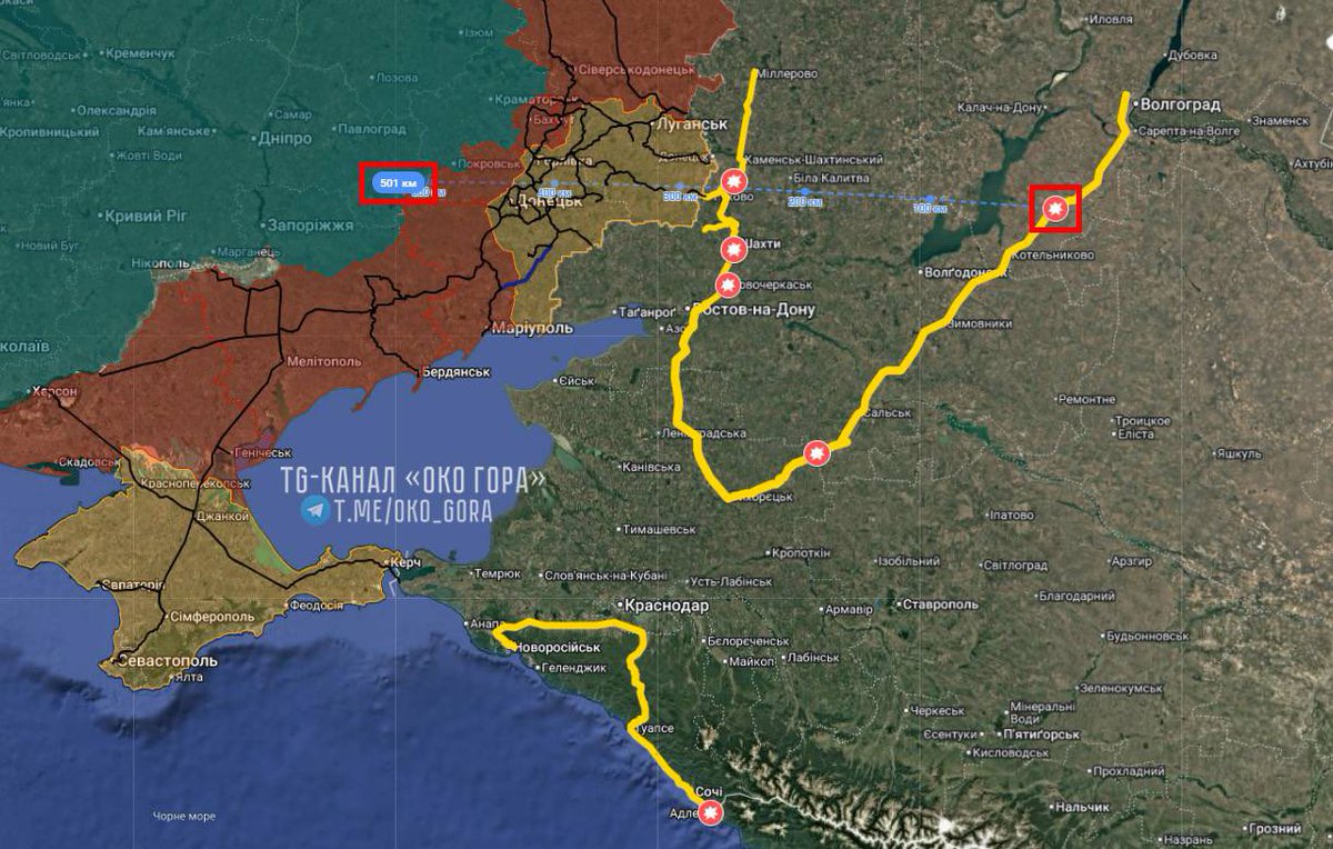 🚂🔥 This night, Ukrainian UAVs attacked the Oktyabrsky railway station. This is the 6th incident in the last week. 500 km from the frontline.

👌 One of the main logistics lines of the Donetsk front and the south is under attack, - Oko Gora