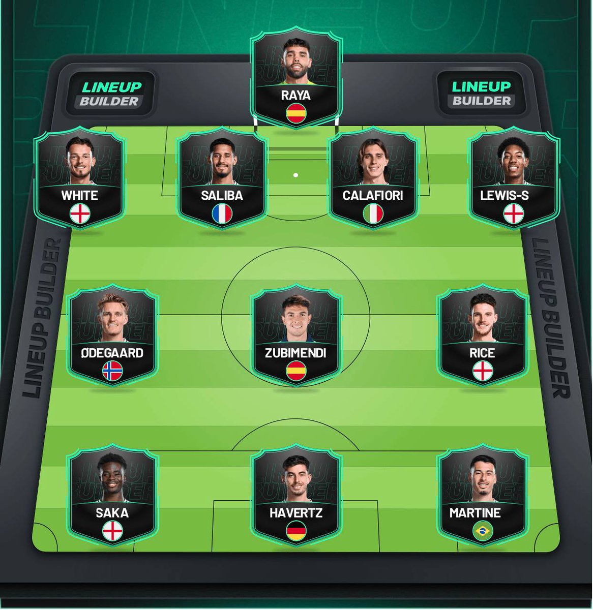 sirrenstein's tweet image. Would’ve loved to see Arteta try this lineup today. Just give me 45 minutes of Zubimendi, Rice, and Odegaard together, that’s all I’m asking!