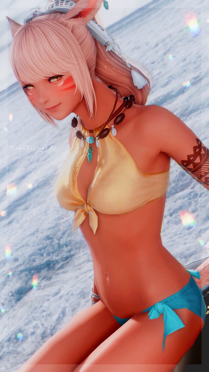 makoojou14's tweet image. あついね👙🎐

 #FF14  #ミコッテ