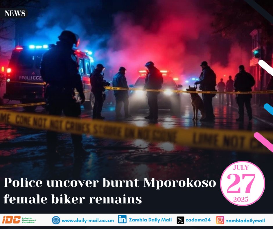 zadama24's tweet image. POLICE in Mporokoso have discovered a partially burnt body of a woman motorbike rider who was allegedly raped and killed by a man who had hired her.

And a 58-year-old woman of Kasama has died after three men she was drinking beer with allegedly killed her after hitting her on…