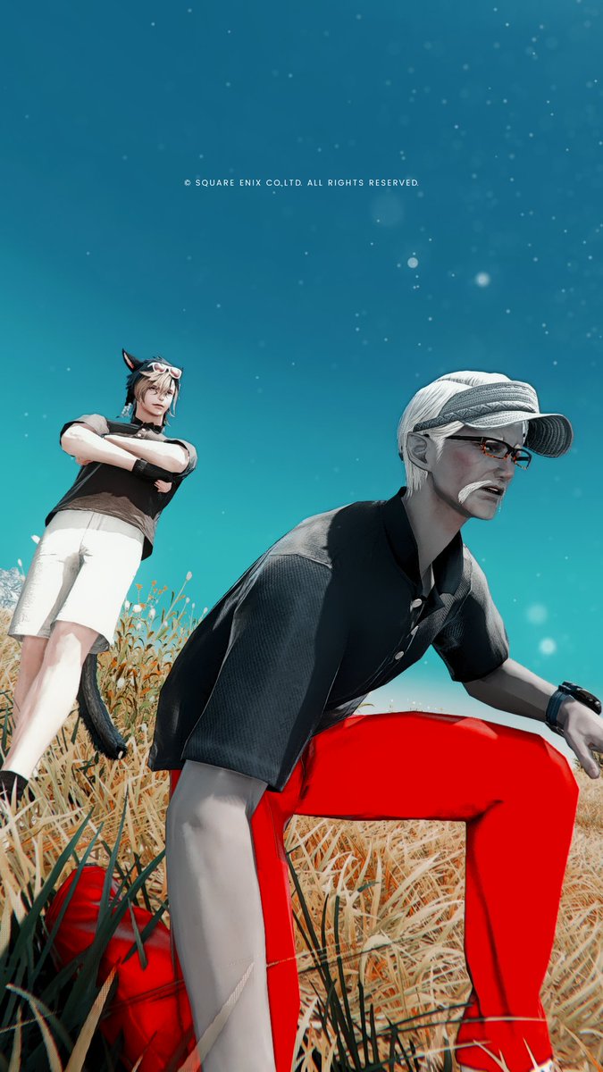 14_sharrow's tweet image. 爺がゴルフウェア着てたのでゴルフしよぜー!って声かけて、即アジムステップの天気を調べ快晴のゴルフ最適日を選択し挑む本気ぶり
むちゃ楽しかった
ゴルフウェア感すごない?
あとこれはパター距離見極める爺⛳
#FF14