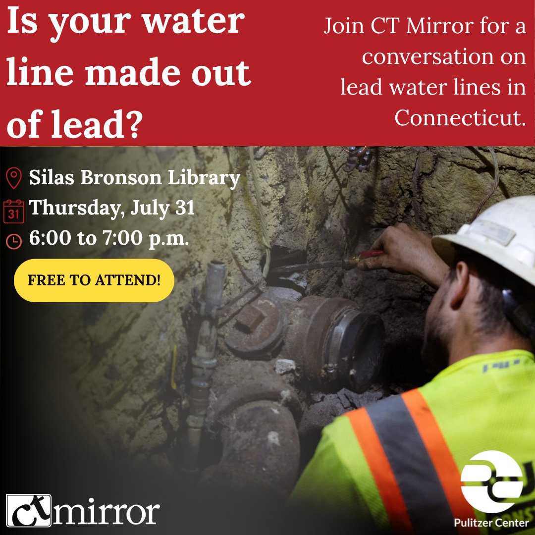 CTMirror's tweet image. Waterbury: CT Mirror's Conversation on Lead Water Lines ctmirror.org/2025/07/27/wat…