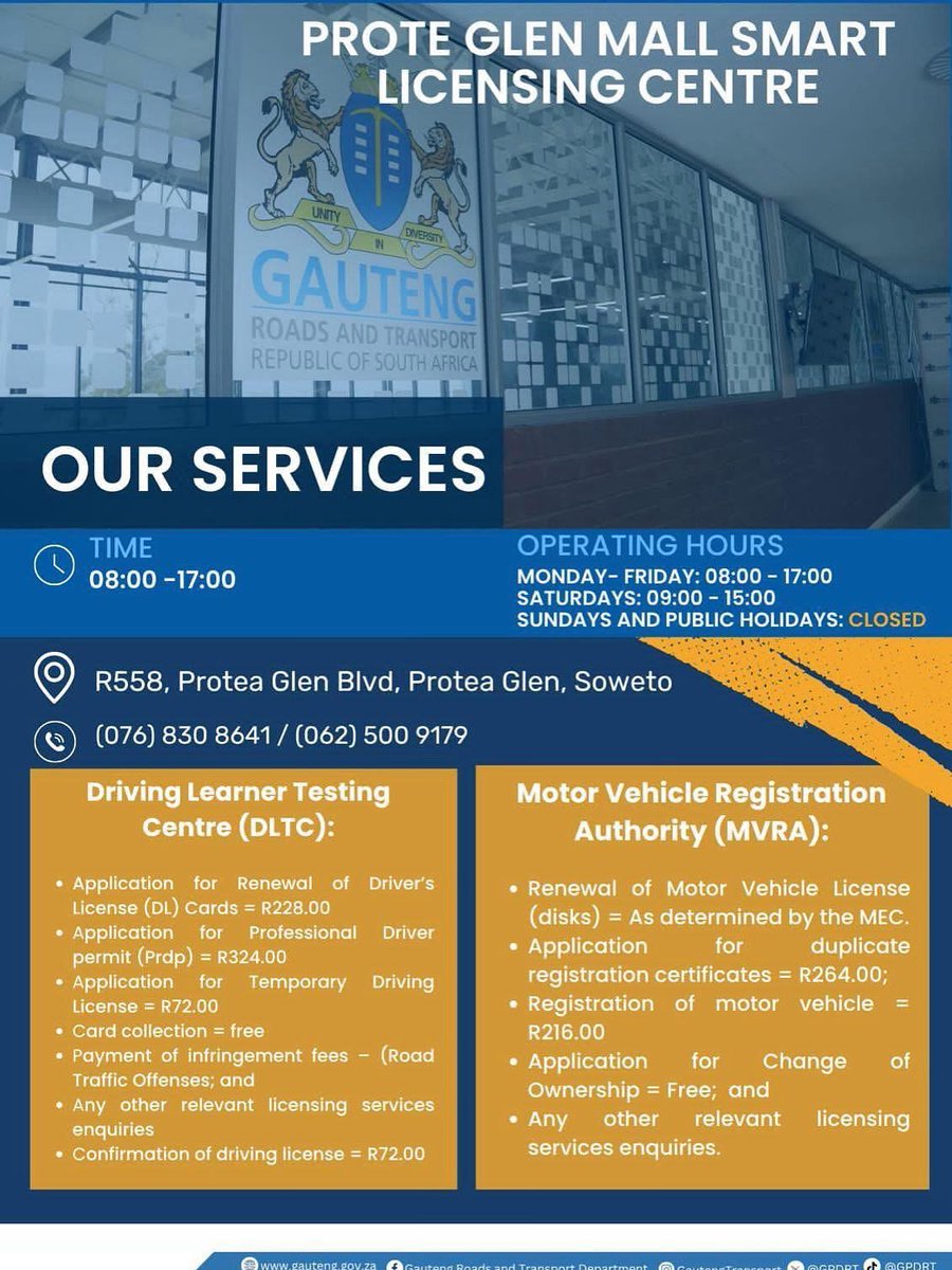 GPDRT_'s tweet image. #GautengAtWork Protea Mall Smart Licensing Services #TacklingG13 #AgaLeRona