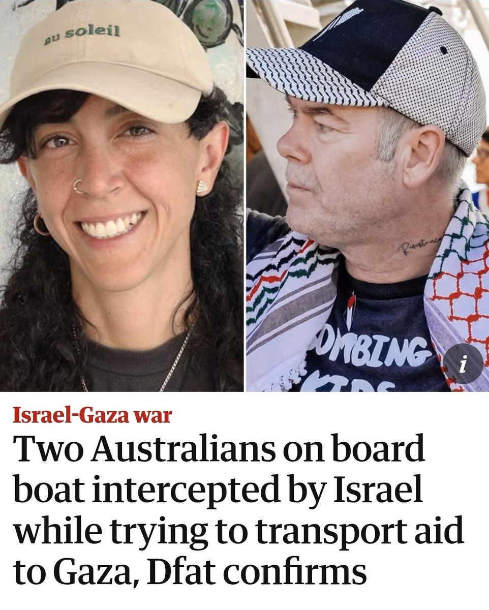 AlboIsPM's tweet image. Two Australians have been intercepted by Israeli troops 100km from Gaza as a pro-Palestinian activist group attempted to transport aid to Gaza.
The group claims they were ‘violently abducted’.