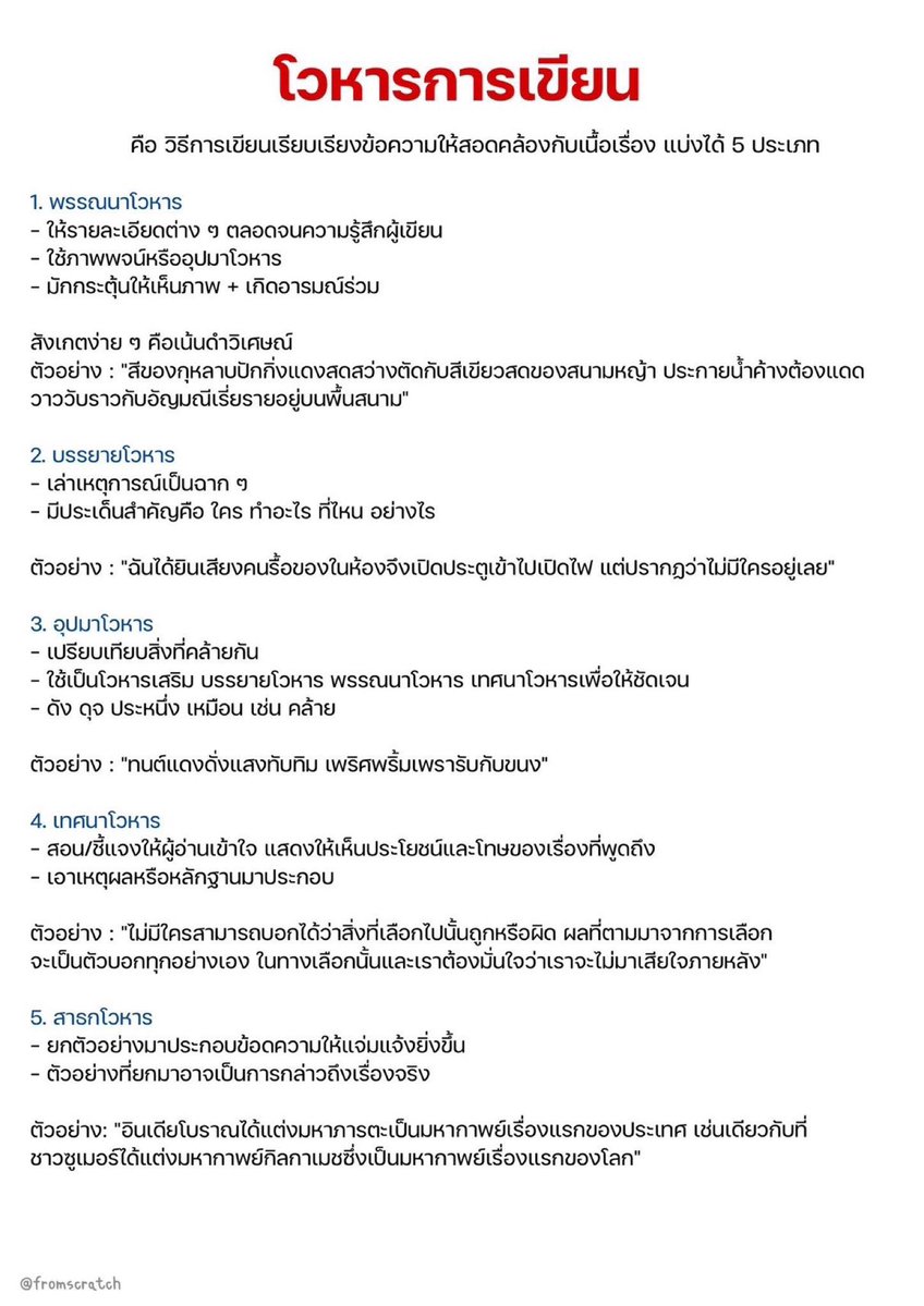 fromscratchstdy's tweet image. แจกสรุปโวหารการเขียน⭐️⭐️
แจกไฟล์ PDF👇🏻!
drive.google.com/file/d/1Tl3960…
#dek69 #dek70 #dek71 #เด็กซิ่ว #จะสู้จนกว่าจะสอบติด #แจกสรุป #เตรียมอุดม