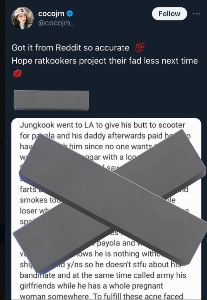 protectforjk's tweet image. Daily reminder to block and report this akgae Coco for continuously shading and insulting 🐰 throughout the years.
📍x.com/cocojm_ot7?s=21