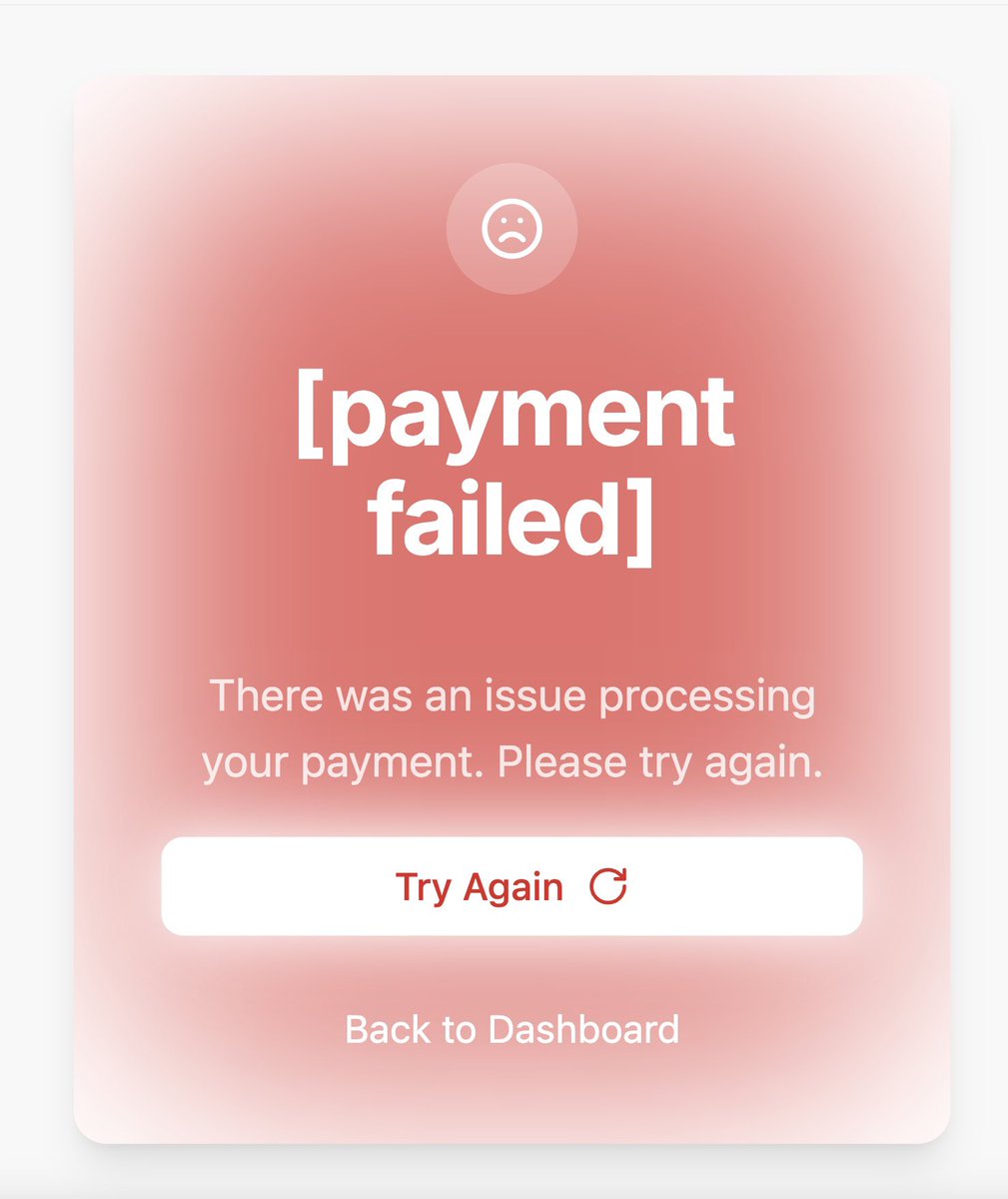 payment failed modal looking okayish