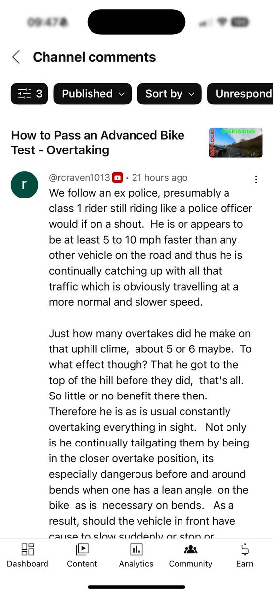 RegLocal's tweet image. A while back, I uploaded a video showing how to overtake if you’re taking an advanced bike course.

My most prolific commenter has found it &amp;amp; thinks I should have made a video about how to not overtake…

youtu.be/isAHKhUZeFE?si…