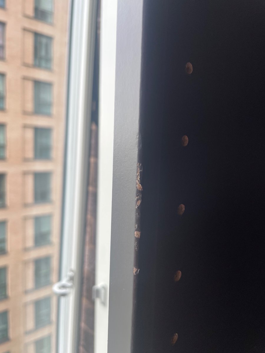 DuncanTLaw's tweet photo. @IKEAUKSupport had a PAX wardrobe delivered and the side panels damaged! Can see the box being warped from the delivery too… can you guys look into this? I can’t wait for a replacement as I needed the wardrobe urgent https://t.co/XRilmTjeAy