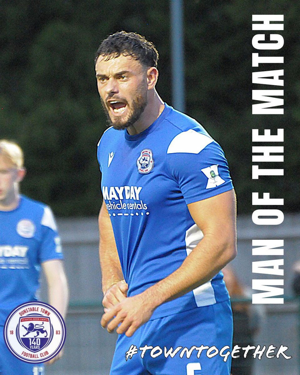 DunstableTownFC's tweet image. 🤝 MAN OF THE MATCH | The match sponsors man of the match against Haringey Borough was Joe Russell. 

Welll played Joe. 💪

#towntogether #youareenough