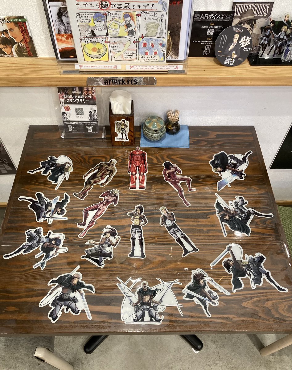 gucchi_singeki's tweet image. 🔥進撃の日田🔥

ハンジさんの聖地・たかむらさん

進撃席のテーブルと箸袋が

さらに進化してました！✨👏
