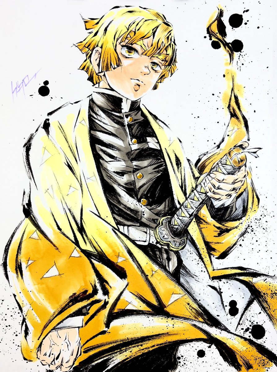 鬼滅の刃　墨絵コレクション　我妻善逸 鬼滅の刃 墨絵 我妻善逸 無限城編 】 劇場版「鬼滅の