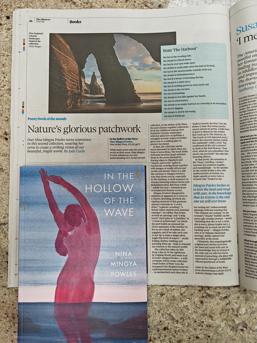 NineArchesPress's tweet image. Thank you @JadeCuttle and @ObserverUK for selecting In the Hollow of the Wave by Nina Mingya Powles as Poetry Book of the Month in today&apos;s paper. Finding a &quot;striking vision of our beautiful, fragile world&quot; from an &quot;unapologetically original poet&quot;
ninearchespress.com/publications/p…