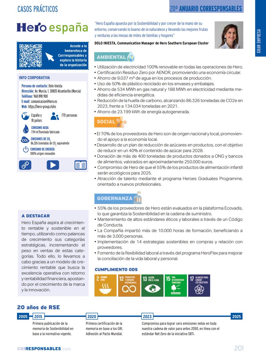Corresponsables's tweet image. Descubre el Caso Práctico de #ESG de @Hero_Spain en el #20AnuarioCorresponsables 👉 f.mtr.cool/rlcmwshfbb
🍏 “En Hero España apostamos por el crecimiento rentable y sostenible, manteniendo una estrecha relación con nuestro entorno, especialmente con las comunidades locales”
🗣️…