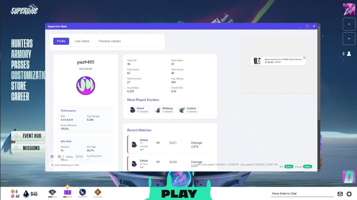 Supervive Stats is now live with a new update and new features

Get the link from my profile or discord 😁