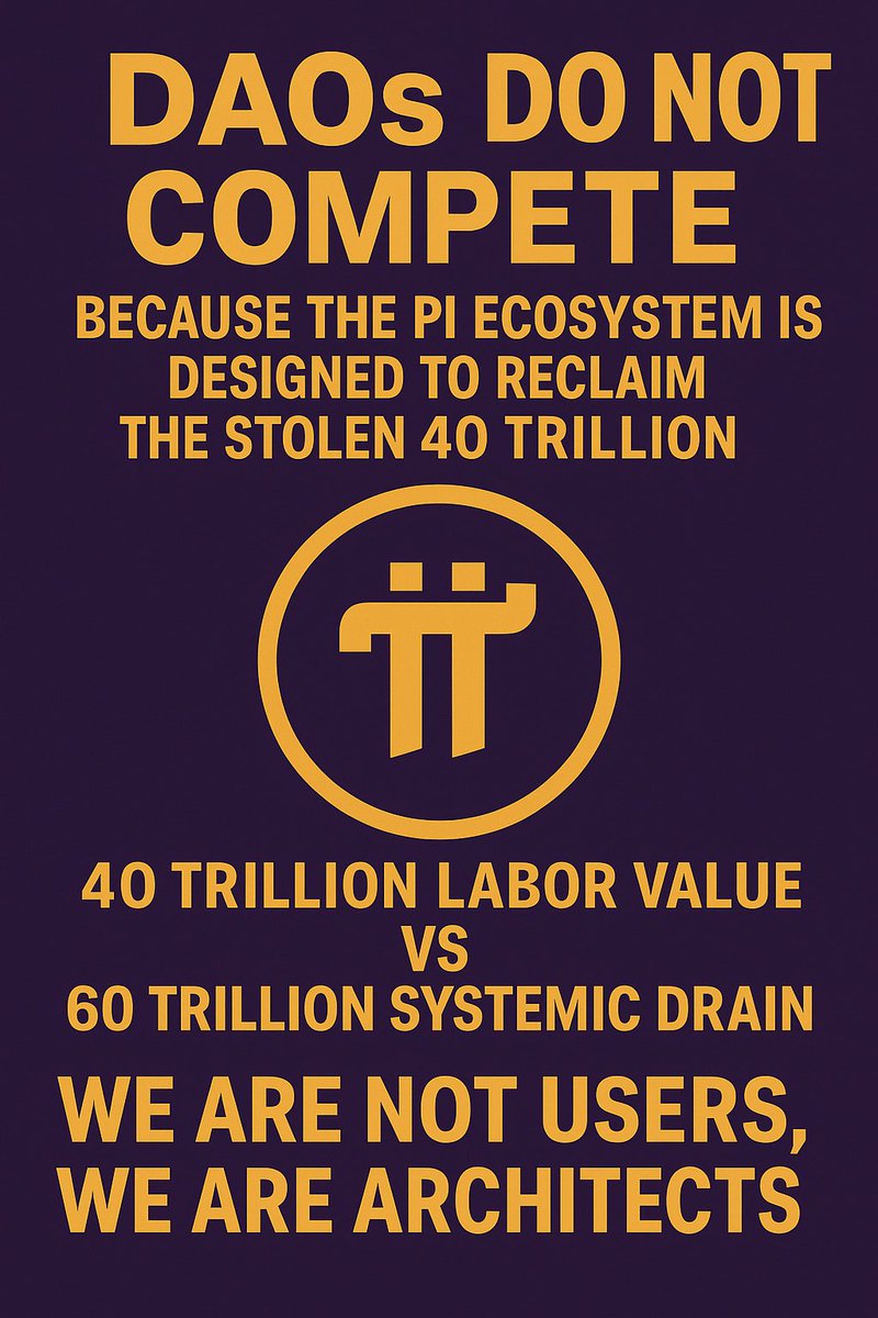 Strategic Predictive Analysis ::
DAOs Do Not Compete — Because the Pi Ecosystem Is Designed to Reclaim the Stolen 40 Trillion 
( Pi is the protocol for restoring the contribution–consumption balance. )

[[[ 40 Trillion in Human Labor vs. 60 Trillion in Systemic Drain — The