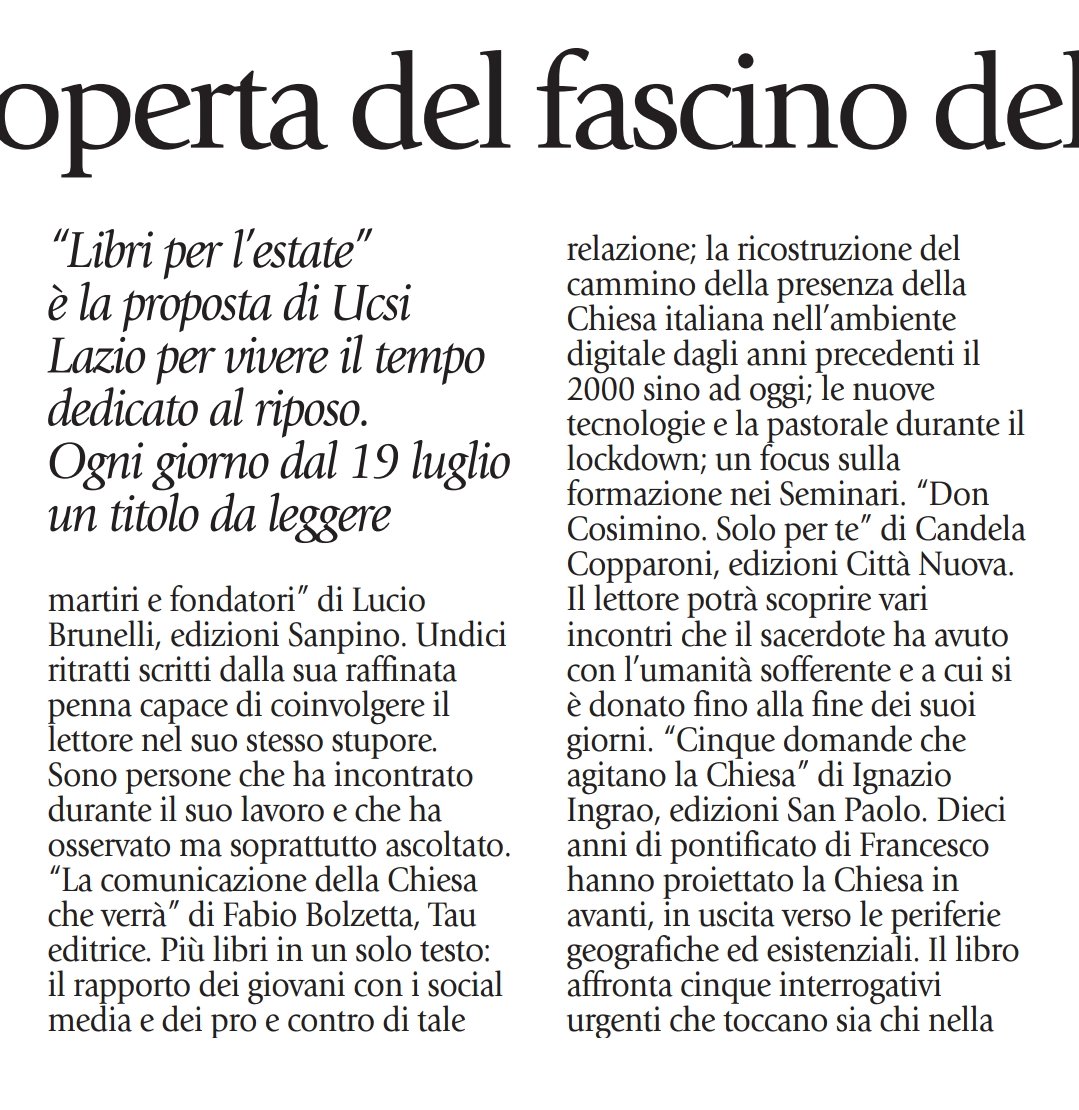 UCSI Lazio (@ucsilazio) on Twitter photo Oggi su <a href="/LazioSette/">LazioSette</a> si parla anche della nostra Rassegna social "Libri per l'estate". #libri <a href="/UcsiSocial/">Ucsi Social</a> Oggi su <a href="/LazioSette/">LazioSette</a> si parla anche della nostra Rassegna social "Libri per l'estate". #libri <a href="/UcsiSocial/">Ucsi Social</a>