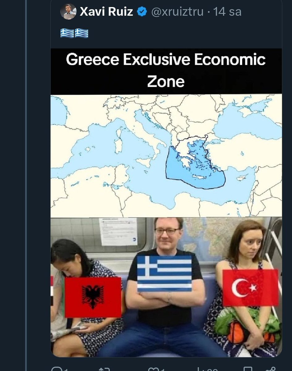 Bunu paylaştı diye Yunanlar abanıp linçleyince silmek zorunda kalmış. Gören göz, görüyor neticede. Türkiye ve Arnavutluk ile birlikte Libya da aynı durumda aslında.
Biz paylaşırız <a href="/xruiztru/">Xavi Ruiz</a>. No problem.