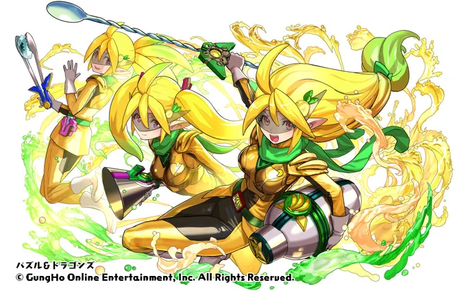 歴世の杯イベント、ナンナレンジャーズ バナナのお酒擬人化とのことで、バナナといえば房、3人セットで…と描いたら作画コスト高くて大変だった 基本的に変身ヒーローになる人って、自由業(無職・冒険家等)、刑事、カフェ店員が鉄板だと思ってる #パズドラ